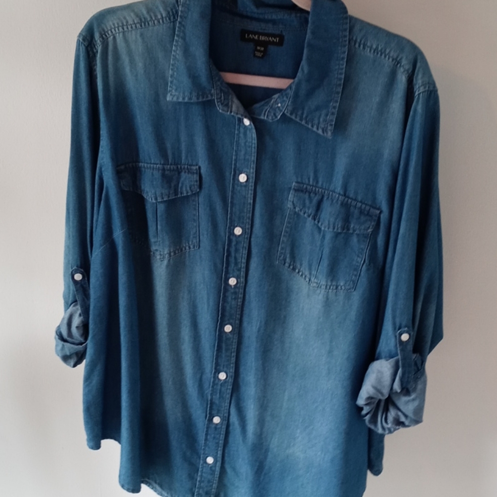 Lane Bryant chambray button-up blouse, 18/20